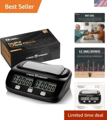 Reloj de Ajedrez Digital Portátil con Funciones de Torneo - Elegante Diseño Negro Foto 1 de 4