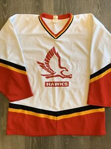Used Hawks White & Red Trimmed Goalie Jersey AK Large