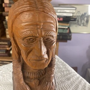 Carved Wood Indian Head Vintage Amazing Rare - Picture 1 of 15