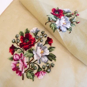 Tapiz de lona vintage de punta de aguja floral pretrabajado para silla Dexters - Imagen 1 de 10