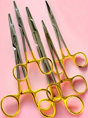 ARTLAB Set Of 2 - Serrated Olsen Hegar Needle Driver With Tungsten Carbide Inserts Gold