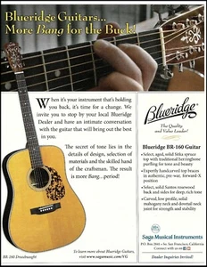 Anuncio de guitarra acústica The Blueridge BR-160 Dreadnaught 8,5 x 11 impresión publicitaria - Imagen 1 de 3