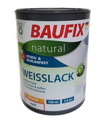 0,75l BAUFIX  natural Weißlack Weisslack glänzend 2in1 Lack - Bild 1 von 2