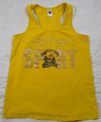 Vintage Yellow Ed Hardy SPORT Womens Sleeveless Tank Top NYC Y2K Sz Large - Image 1 of 3