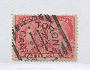 Canada 1897 3 cent Jubilee with Toronto ON Aug 3rd 1897 squared circle - Foto 1 di 1