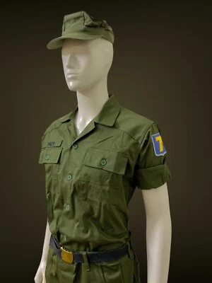 SOUTH VIETNAMESE OD GREEN UNIFORM ARVN DARK OLIVE SET OG-107 INFANTRY & REGIONAL - Image 1 of 4