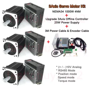 3axis 1KW 4NM AC Servo Motor NEMA34 RS485 Drive + Offline Controller for Milling - Picture 1 of 10