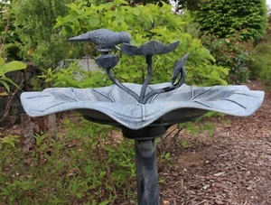 Vogeltränke, Vogelbad, Steinoptik, Seerose, Futterstelle, Antikoptik, Neu - Bild 1 von 5