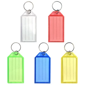 50pack Tough Plastic Key Tags w/ Split Ring Label Window Coded ID Luggage Tags - Picture 1 of 21