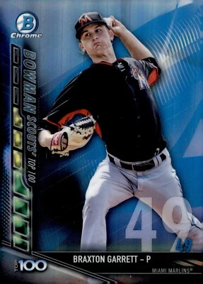 2017 Bowman Chrome Bowman Scouts Top 100 Braxton Garrett #BTP 49 - Image 1 of 2