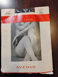 Avenue Hosiery Full Rib Panty Day Sheer Women's Stockings Size E Off Black Color - Picture 1 of 15