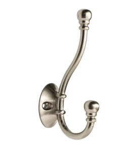 Fancy Brushed Stainless Steel Double Wall Hook Bathroom Door Towel Coat Hanger - Picture 1 of 3