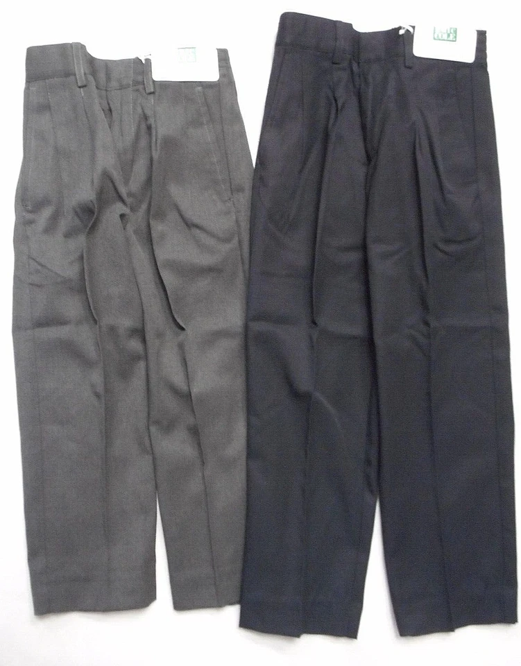 BOYS ERIC COLE NAVY & GRAY PLEATED PANTS SIZES 4T-18 HUSKY/34 HUSKY WAIST - Image 1 of 4