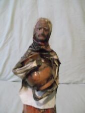 Vintage Mexcan Paper Mache Folk Art Doll Figurine Sculpture 11"  water jug