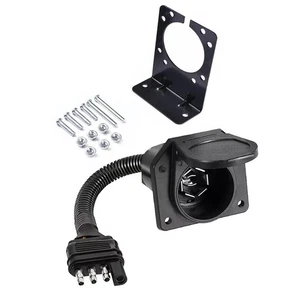 Flat 4 Pin to 7 Way Blade RV Trailer Plug Adapter Truck Light Wire Connector - Picture 1 of 10