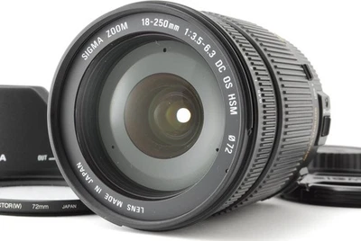 [MINT w/Hood] Sigma 18-250mm f/3.5-6.3 OS HSM DC Lens For Canon From JAPAN - Image 1 of 4