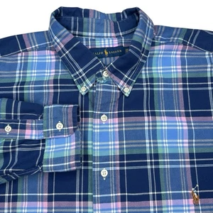 Ralph Lauren Herren 2XL-Tall Blau Kariert Oxford Hemd Langarm Button Down - Bild 1 von 9