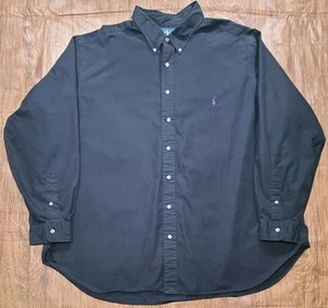 Ralph Lauren Shirt Mens 3XL Big Oxford Black Classic Fit Purple Pony Long Sleeve - Picture 1 of 7