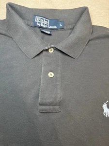 Vintage Polo Ralph Lauren Polo Mens Large Grey Short Sleeve Casual Pony Cotton - Picture 1 of 13