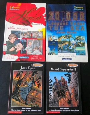 Lot of 4 Classic Literature Graphic Novels- Jane Eyre, Hamlet, 20,000 Leagues +1 Foto 1 de 2
