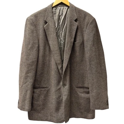 Giorgio Armani Classico Blazer Mens 48 L Wool Cashmere Brown Tweed Jacket Italy  - Image 1 of 4
