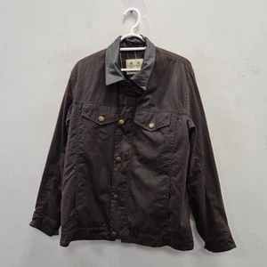 Barbour Drovers Wax Waterproof Brown Leather Collar Trucker Jacket Coat Small - Bild 1 von 11