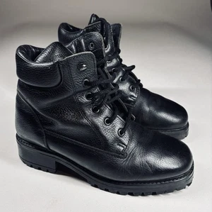 LL Bean Vintage schwarz Leder Schnürschuhe Wanderschuhe Herren Gr. 9,5 Arbeit Lug Sohle - Bild 1 von 9