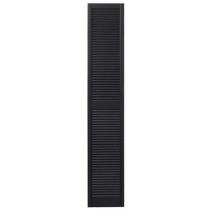 15 in. x 71 in. Open Louvered Polypropylene Shutters Pair in Black - Picture 1 of 4