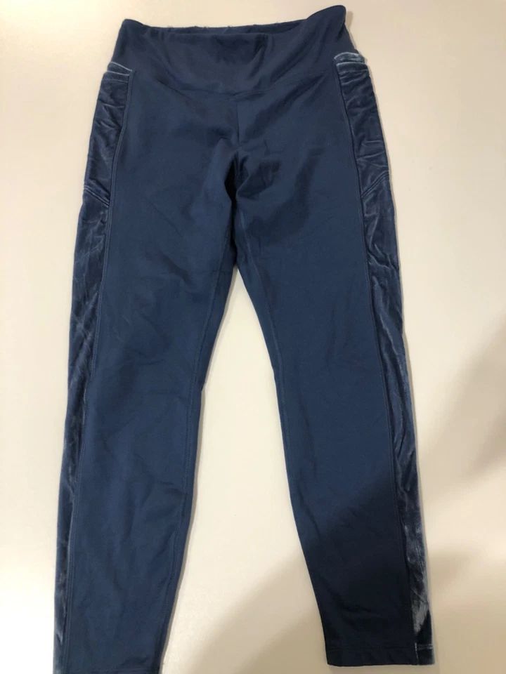 PINK Victoria's Secret Leggings Size M Blue Cozy Velvet Velour Fleece Lined - Image 1 of 4