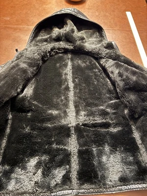 Abrigo Wilson’s Mujer Cuero Negro Cinturón Cremallera Completa Talla Pequeña Invierno Exterior  Foto 1 de 4