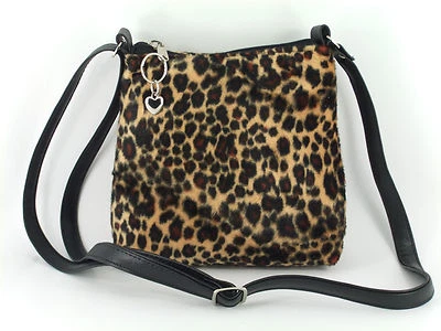 LONI Trendy Animal Print Faux Fur Cross-Body Shoulder Bag Leopard Zebra Small