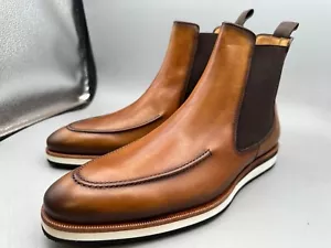 Mezlan Size 9 M Cognac Leather Spain Ankle Boots Shoes MEN'S - Picture 1 of 10