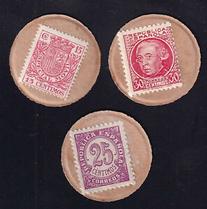 3x Hiszpania Spain: 15, 25 + 30 Centimos 1938 o.A. - Stamp-Money'