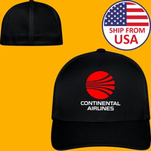 Continental Airlines Retro Black Hat Baseball Cap Size S/M and L/XL - Picture 1 of 2