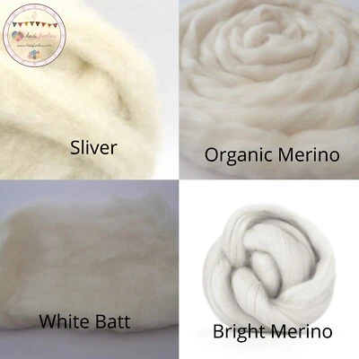 Heidifeathers® White Needle Felting Wool - Carded, Roving, Batts, Organic, Core - Image 1 of 4