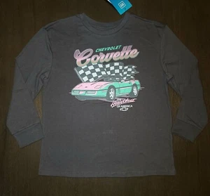 NEW KIDS GRAY GM CHEVY CHEVROLET CORVETTE LONG SLEEVED TEE T-SHIRT SIZE S 6-7  - Picture 1 of 2