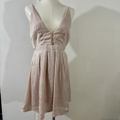 VALENTINO Free People Mini Abito Donna Gabbys Party Tutta la Notte Raso Taglia 6 Rosa Blush