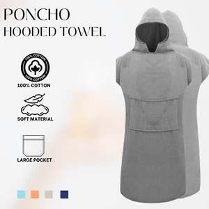 Schwimm Puncho Kapuzenhandtuch Sommer Strandtücher Unisex Baumwolle weich & trocken Ponchu - Bild 1 von 30