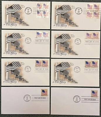 Old Glory - US Scott 4129-4134, 4187-4190 - 8 FDCs plus 58 stamps! - Image 1 of 4