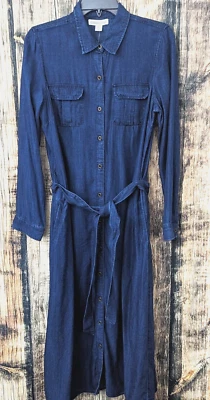 NWT Coldwater Creek Denim Maxi Dress Womans SP Dark Wash Country Western Hippie - Image 1 of 4