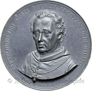1847 Milano Bartolomeo dei Conti Romilli Arcivescovo RARA medaglia