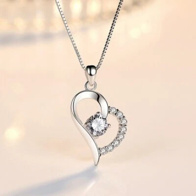  COLLANA IN ARGENTO 925 CON CIONDOLO A FORMA DI CUORE CON SOLITARIO ZIRCONI - Immagine 1 di 4