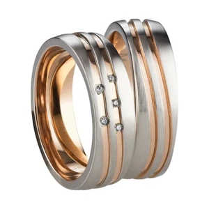 Anillo anillos de amistad anillos de pareja anillos de compromiso acero inoxidable plata + grabado - Imagen 1 de 6