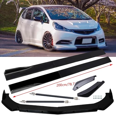 For Honda Fit &Si 78.7" Side+Skirt Rear Front Bumper Lip/ Splitter - Image 1 of 4