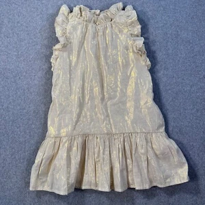 Tea Collection Gold Shimmer Ruffle Party Dress Size 7 Sleeveless High Neck Short - Picture 1 of 6