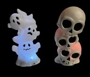 2 PK Luci LED Halloween attivate movimento TESCHI PARLANTI E RIDENTI/FANTASMA 7"- - Foto 1 di 6