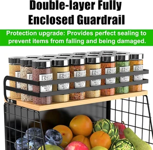 Heavy Duty Magnetic Shelf for Fridge with Wood Lid, Fruit Potato & Onion Stor... - Picture 1 of 12
