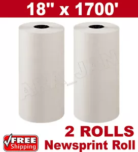 18" x 1700 30# Newsprint Shipping Wrapping Stuffing Packaging Paper 2 Rolls - Picture 1 of 1