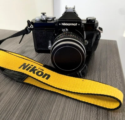 Nikon Nikkormat FT 35mm SLR Camera with Nikkor 58mm Lens, lens cap, strap  - Image 1 of 4