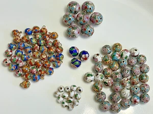 Lot Of 101 Vintage Chinese Cloisonné Enamel Floral Beads. 5-10mm Assorted Colors - Picture 1 of 6
